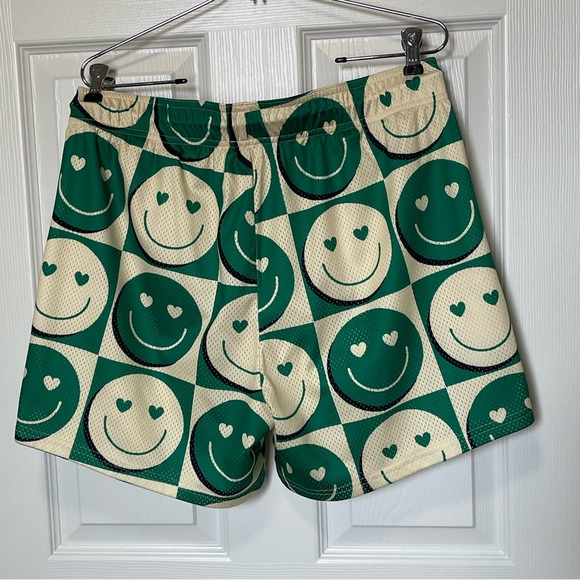 Green Creem Smiley Athletic Gym Shorts - Large 4" - Picture 2 of 9